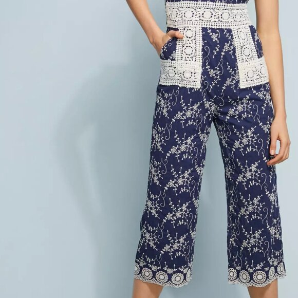 Nightcap Floral Cotton Eyelet Lace Overall Jumpsuit - Picture 10 of 13